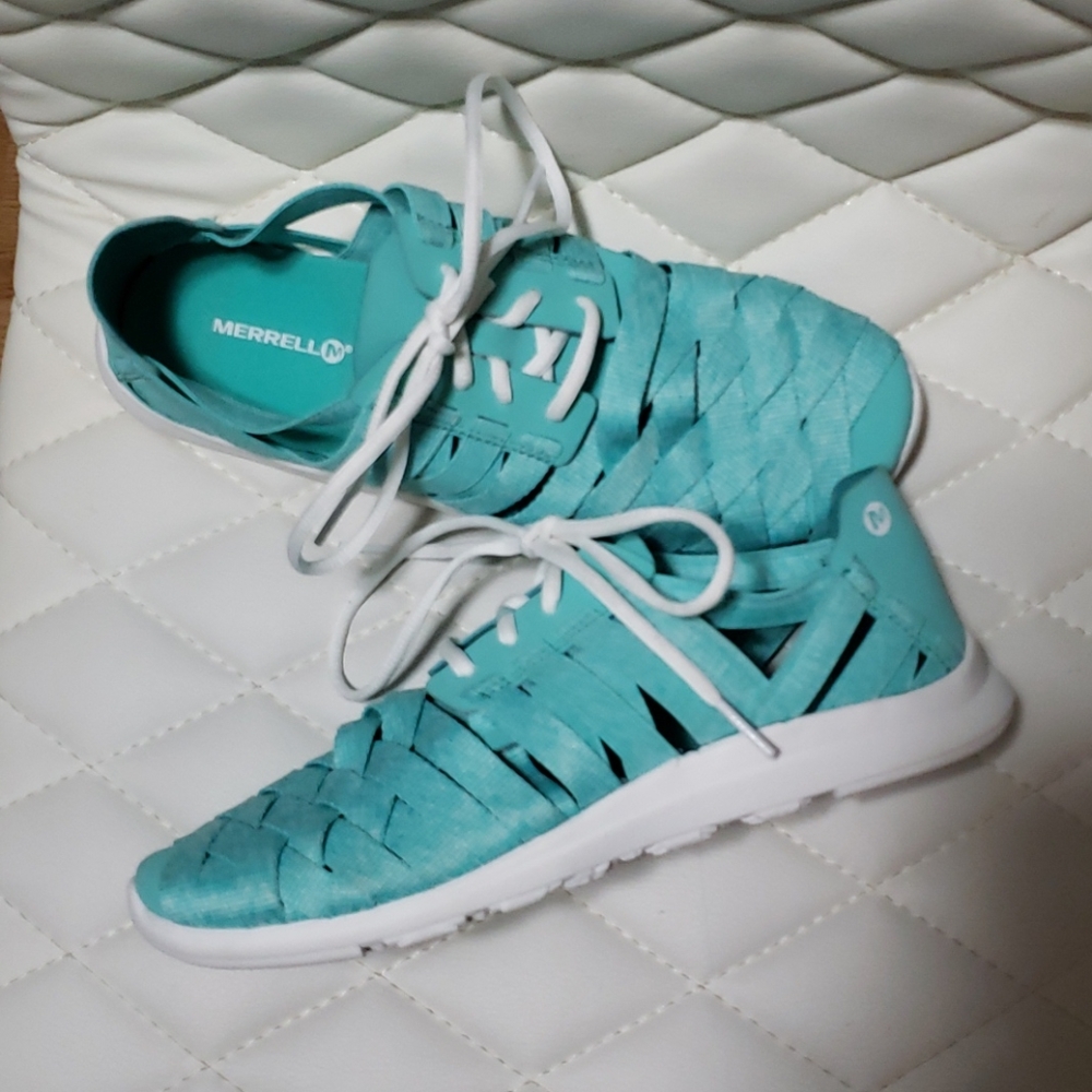 Aqua color Merrell shoes